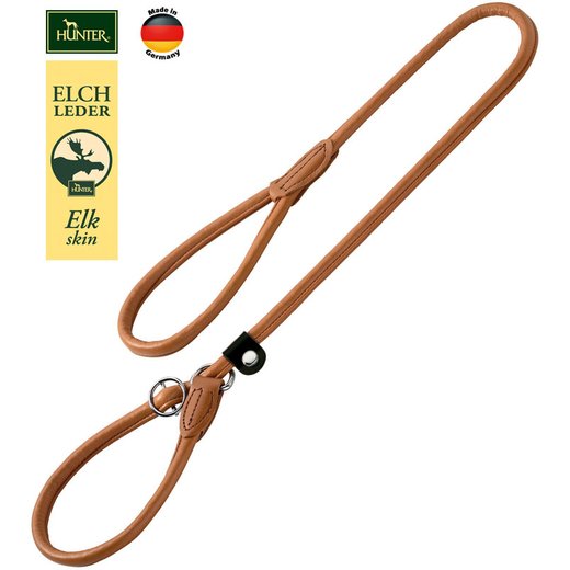 Hunter Retrieverleine Round & Soft Elchleder Gr. 10/120, Farbe: schwarz