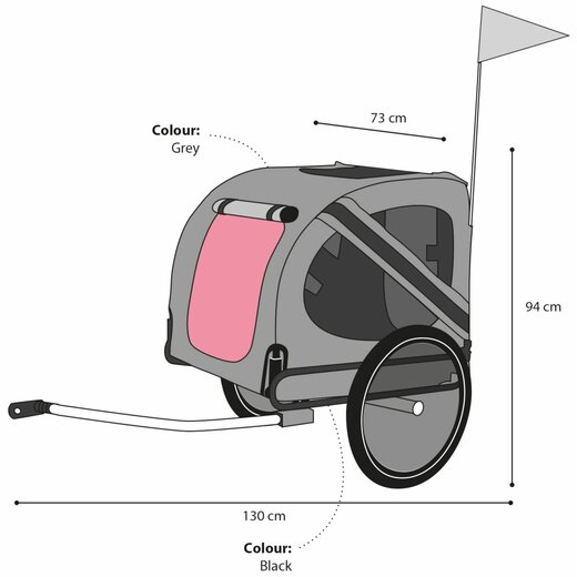 Fahrrad-Hundeanhnger Juliette Rot & Grau