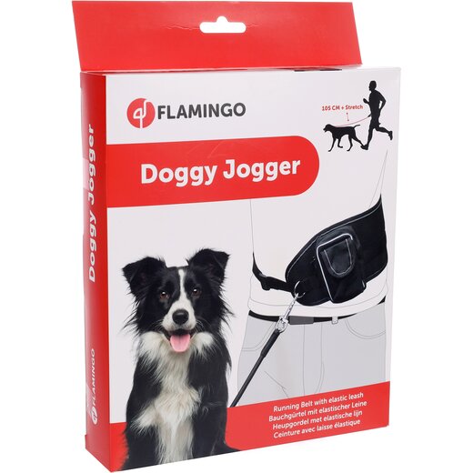 Doggy-Jogger Sportgurt mit Leine - schwarz