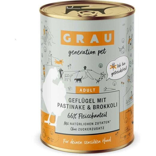 Grau Hund Geflgel mit Pastinake & Brokkoli