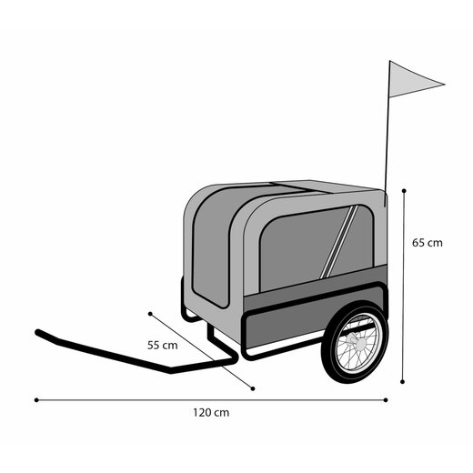 Fahrradanhnger Romero fr kleine Hunde bis 20kg (ebike geeignet) grau/schwarz